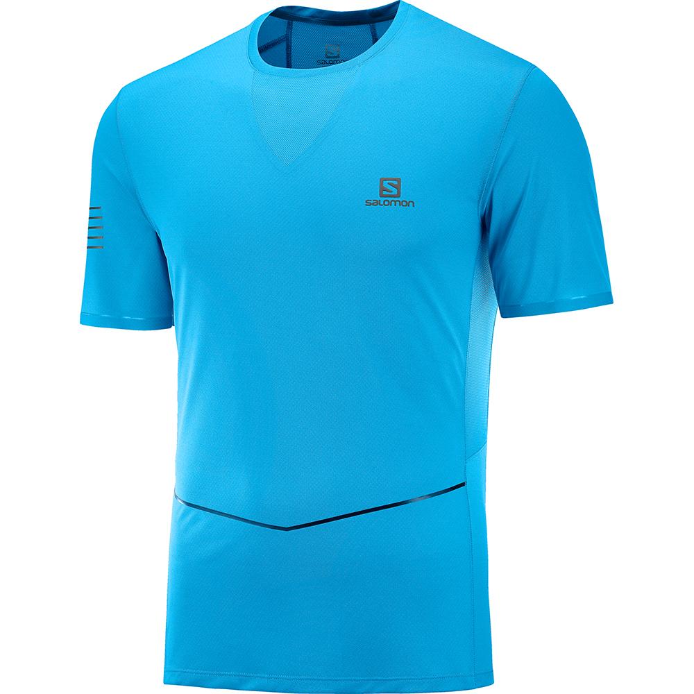 T-Shirts Salomon Homme Bleu - Salomon SENSE ULTRA M - France (9613-DNFEX)